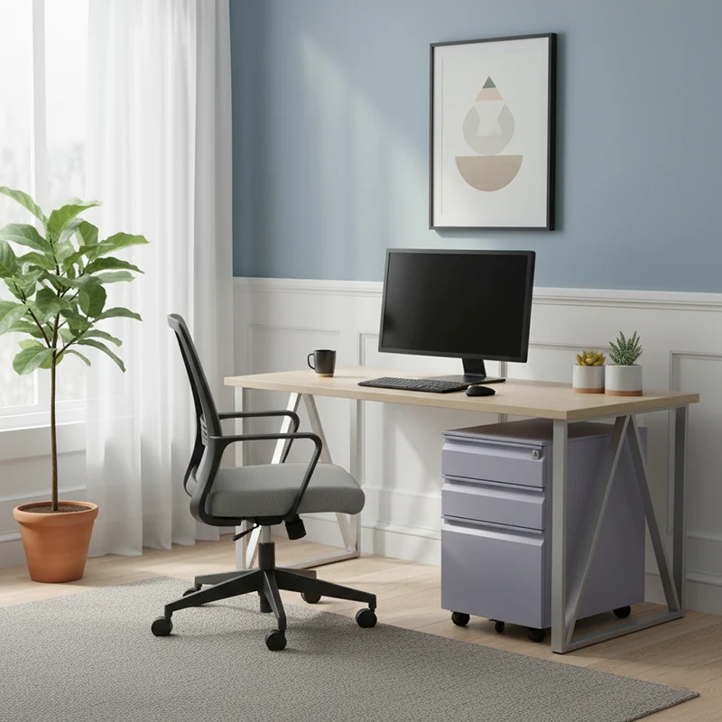 Modern Minimalist Rectangular Cold-Rolled Steel Storage Cabinet 3-Drawer Movable For Home Office