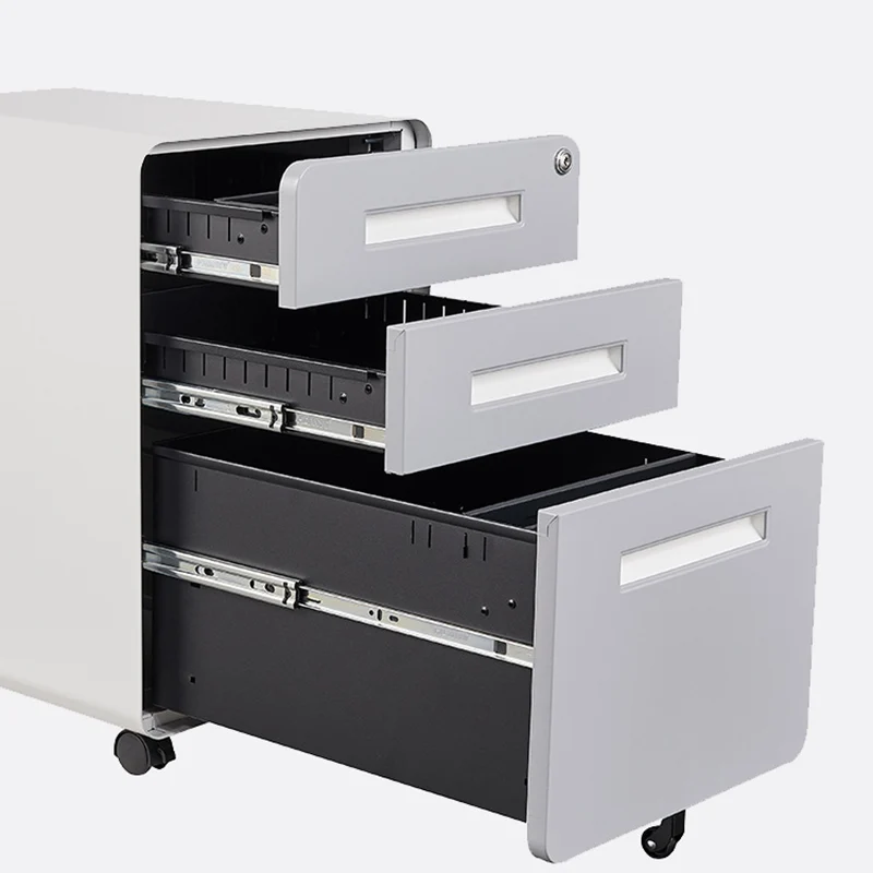 Modern Minimalist Rectangular Cold-Rolled Steel Storage Cabinet 3-Drawer Movable For Home Office