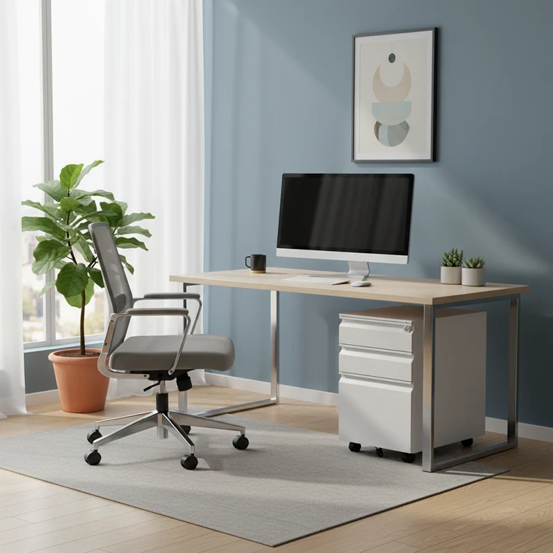 Modern Minimalist Rectangular Cold-Rolled Steel Storage Cabinet 3-Drawer Movable For Home Office