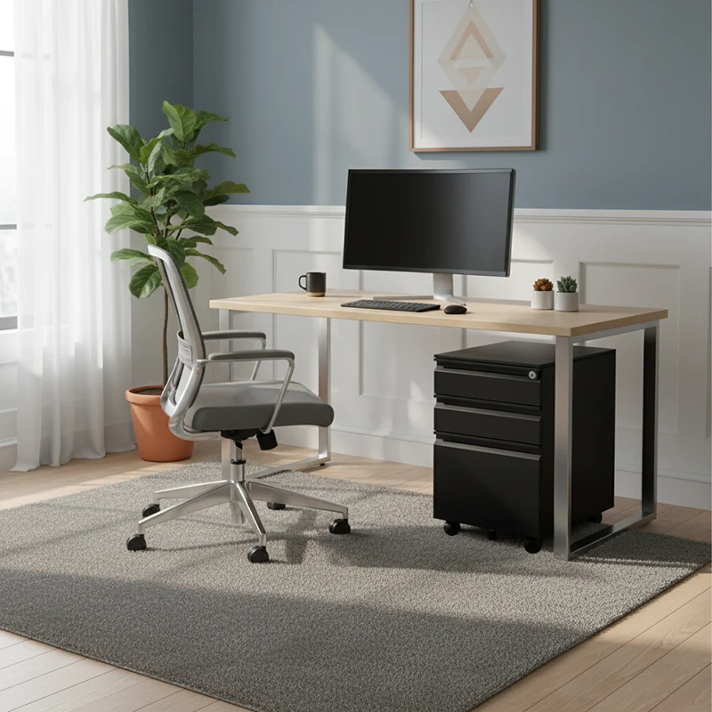 Modern Minimalist Rectangular Cold-Rolled Steel Storage Cabinet 3-Drawer Movable For Home Office