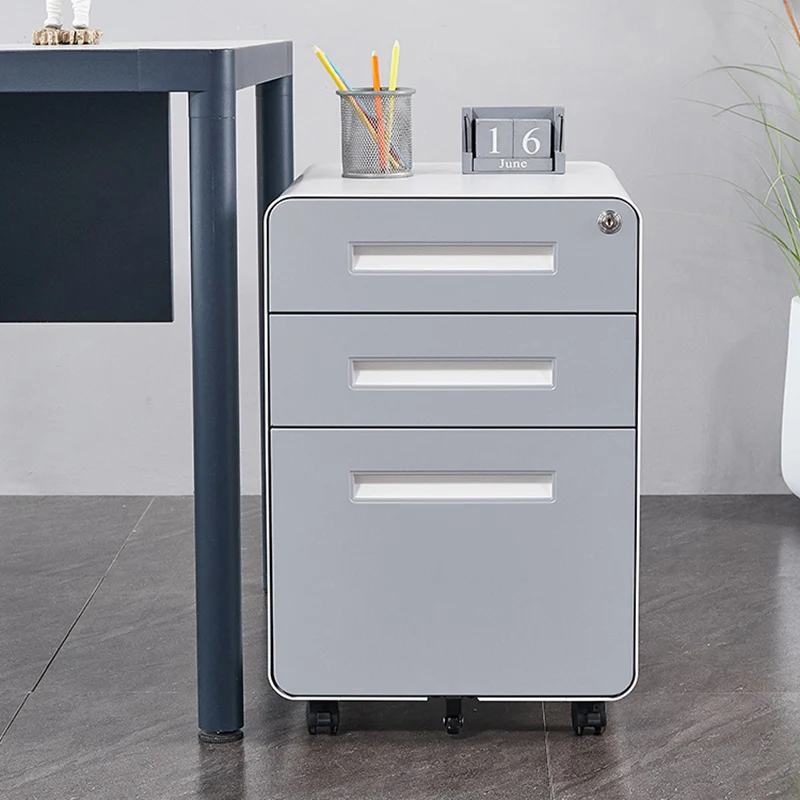 Modern Minimalist Rectangular Cold-Rolled Steel Storage Cabinet 3-Drawer Movable For Home Office