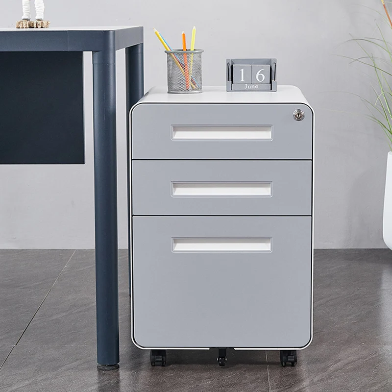 Modern Minimalist Rectangular Cold-Rolled Steel Storage Cabinet 3-Drawer Movable For Home Office
