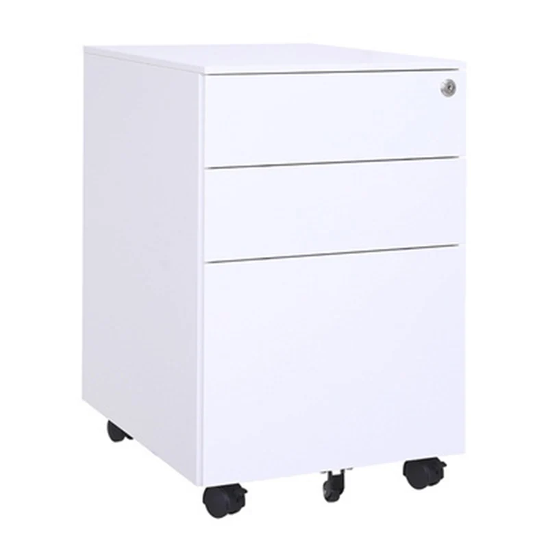 Modern Minimalist Rectangular Cold-Rolled Steel Storage Cabinet 3-Drawer Movable For Home Office
