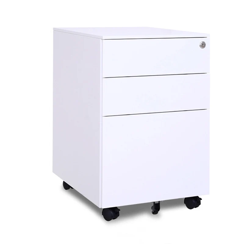 Modern Minimalist Rectangular Cold-Rolled Steel Storage Cabinet 3-Drawer Movable For Home Office