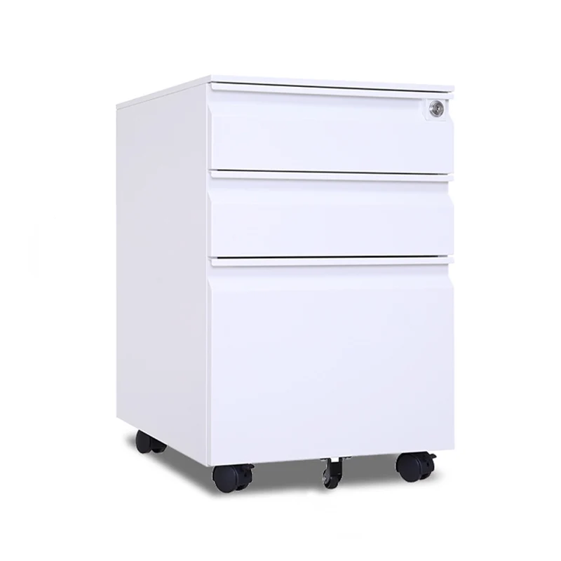 Modern Minimalist Rectangular Cold-Rolled Steel Storage Cabinet 3-Drawer Movable For Home Office