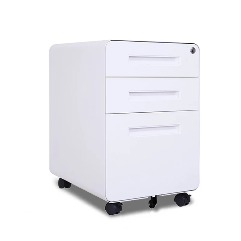 Modern Minimalist Rectangular Cold-Rolled Steel Storage Cabinet 3-Drawer Movable For Home Office