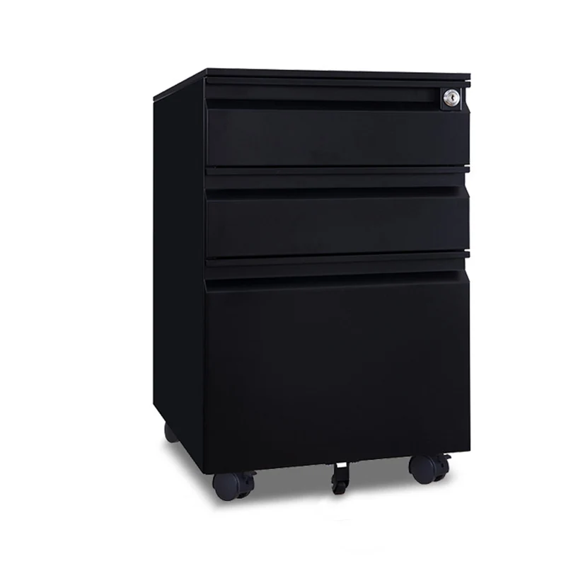 Modern Minimalist Rectangular Cold-Rolled Steel Storage Cabinet 3-Drawer Movable For Home Office