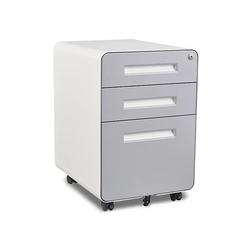 Modern Minimalist Rectangular Cold-Rolled Steel Storage Cabinet 3-Drawer Movable For Home Office