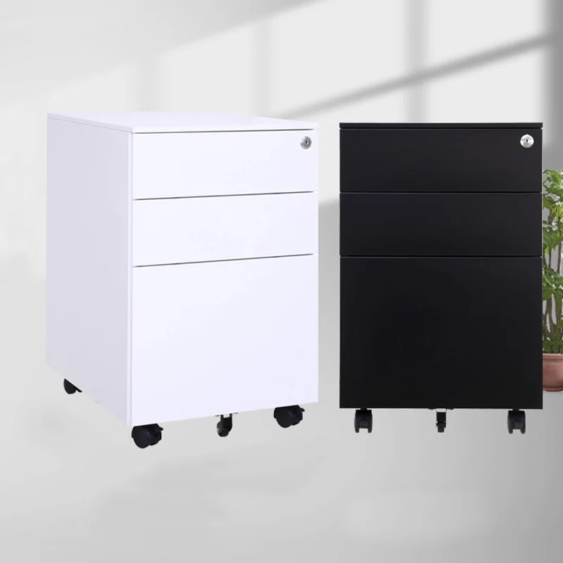 Modern Minimalist Rectangular Cold-Rolled Steel Storage Cabinet 3-Drawer Movable For Home Office