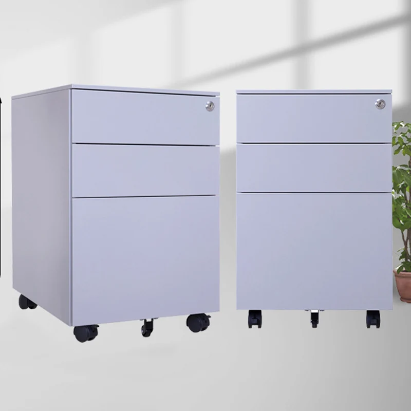 Modern Minimalist Rectangular Cold-Rolled Steel Storage Cabinet 3-Drawer Movable For Home Office