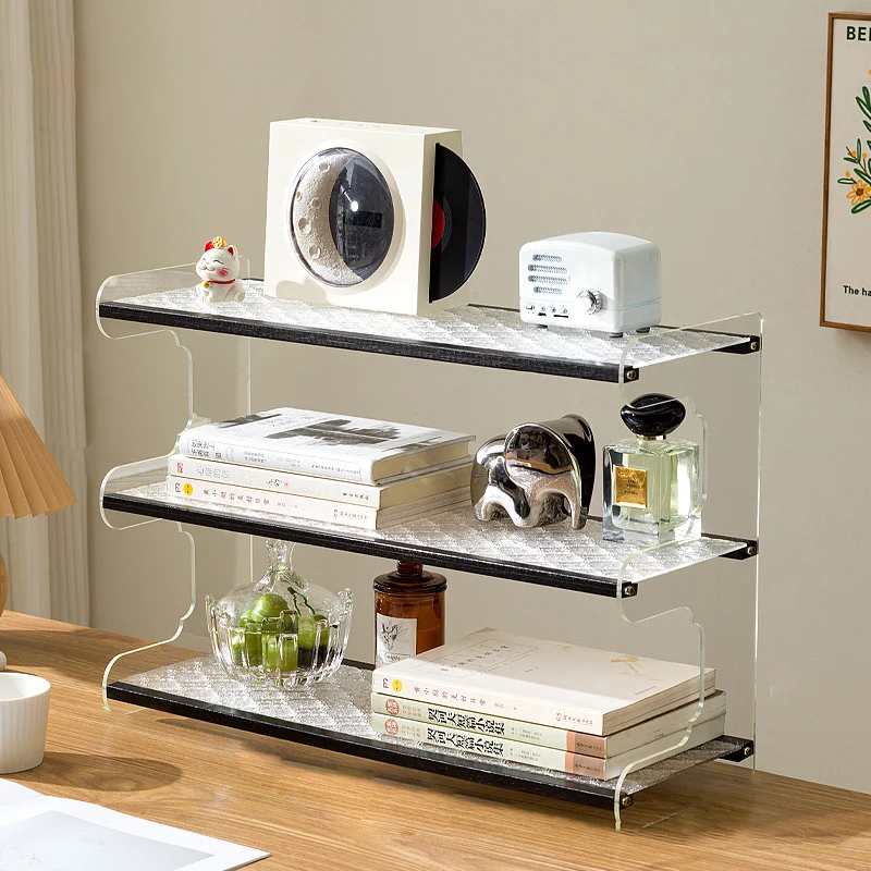 Modern Minimalist Rectangular Bamboo Acrylic Acrylonitrile Butadiene Styrene Bookshelves 2/3/4-Tier For Home Office