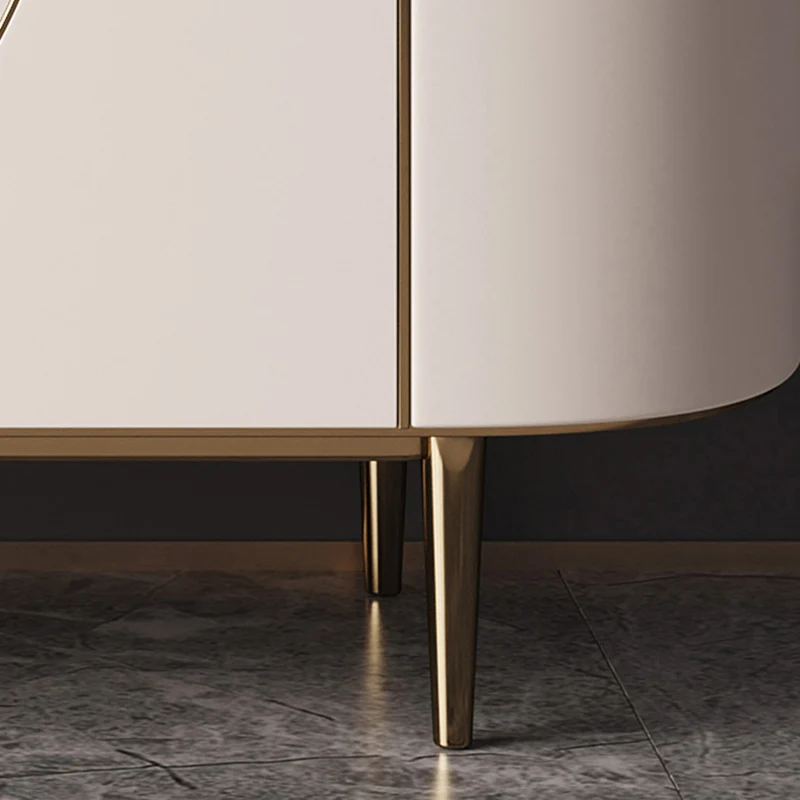 Modern Minimalist Round Rectangular Medium Density Fiberboard Stainless Steel Stone Slab Console Table 1-Cabinet For Entryways
