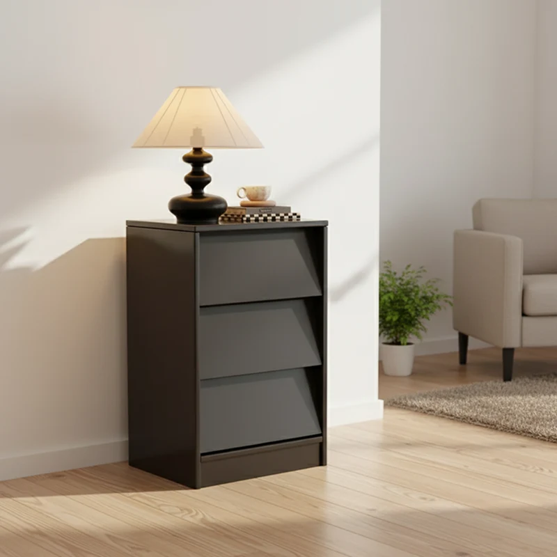 Traditional Vintage Venetian Blind Rectangular Eco-Friendly Engineered Wood Fiberboard Carbon Steel Storage Cabinet 3-Drawer For Living Room