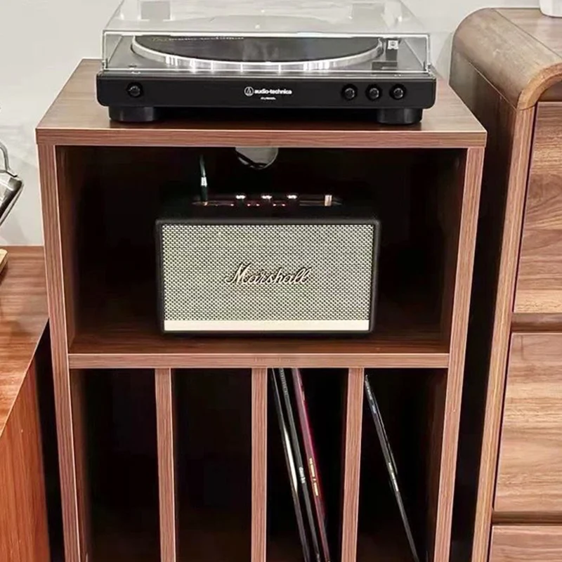 Modern Minimalist Rectangular Particle Board Metal Vinyl Record Storage Cabinet 2-Tier For Living Room