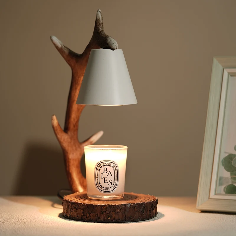 Modern Art Deco Antler Resin Hardware 1-Light Aromatherapy Melting Wax Table Lamp For Bedroom