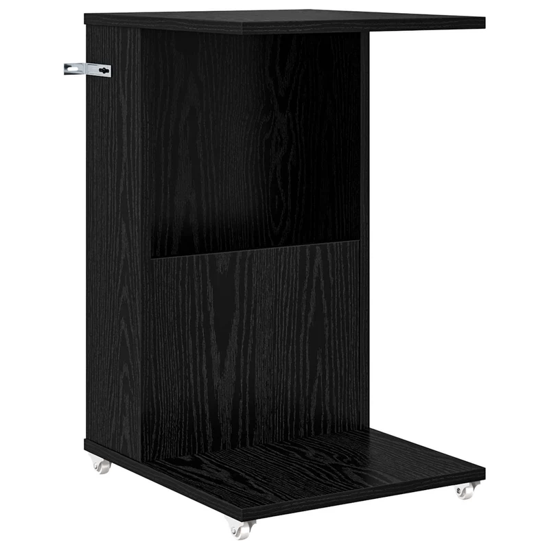 Mesa Lateral com roda Carvalho Preto 40 x 35 x 60 cm