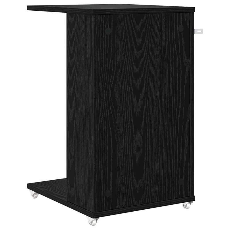 Mesa Lateral com roda Carvalho Preto 40 x 35 x 60 cm
