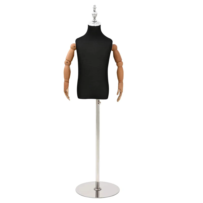Mannequin Ajustável de 120-150 cm com Base Unisexo PP Preto
