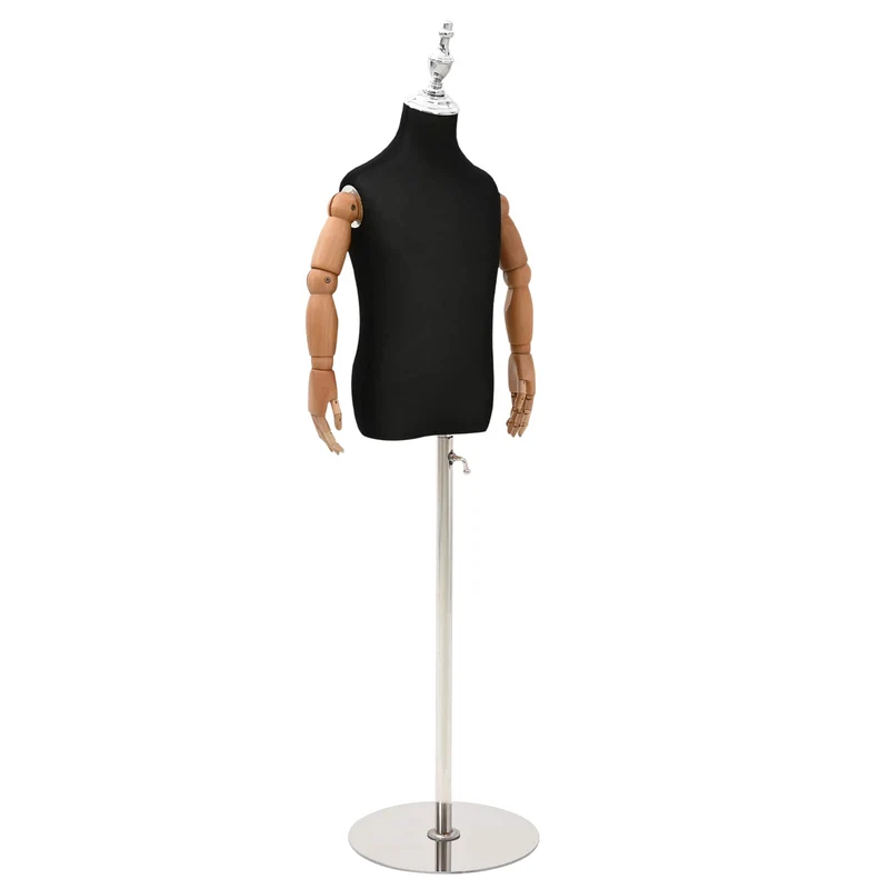 Mannequin Ajustável de 120-150 cm com Base Unisexo PP Preto
