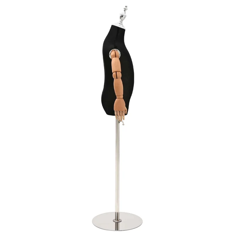 Mannequin Ajustável de 120-150 cm com Base Unisexo PP Preto