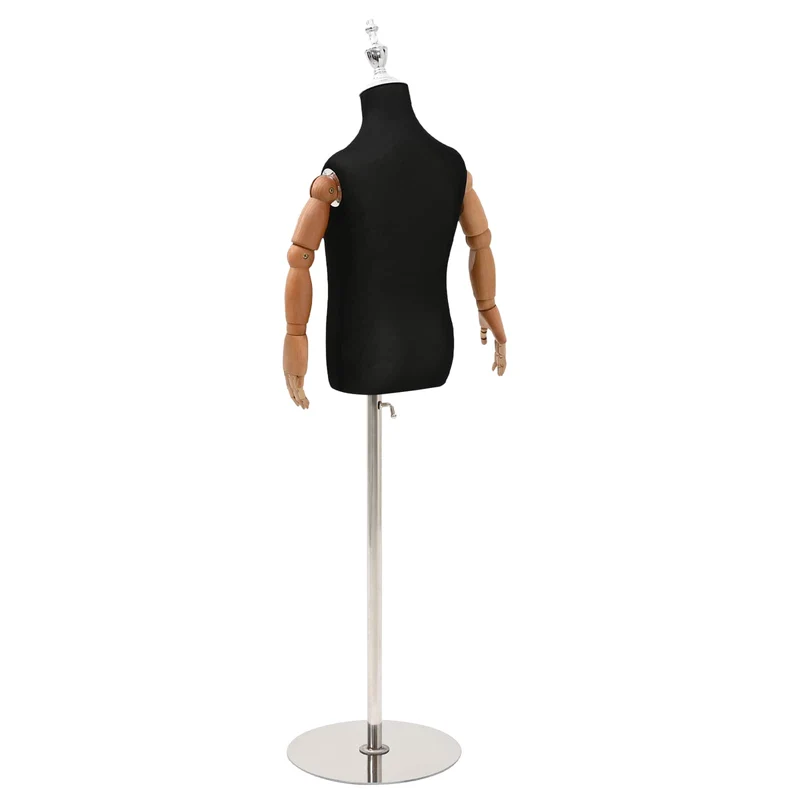 Mannequin Ajustável de 120-150 cm com Base Unisexo PP Preto