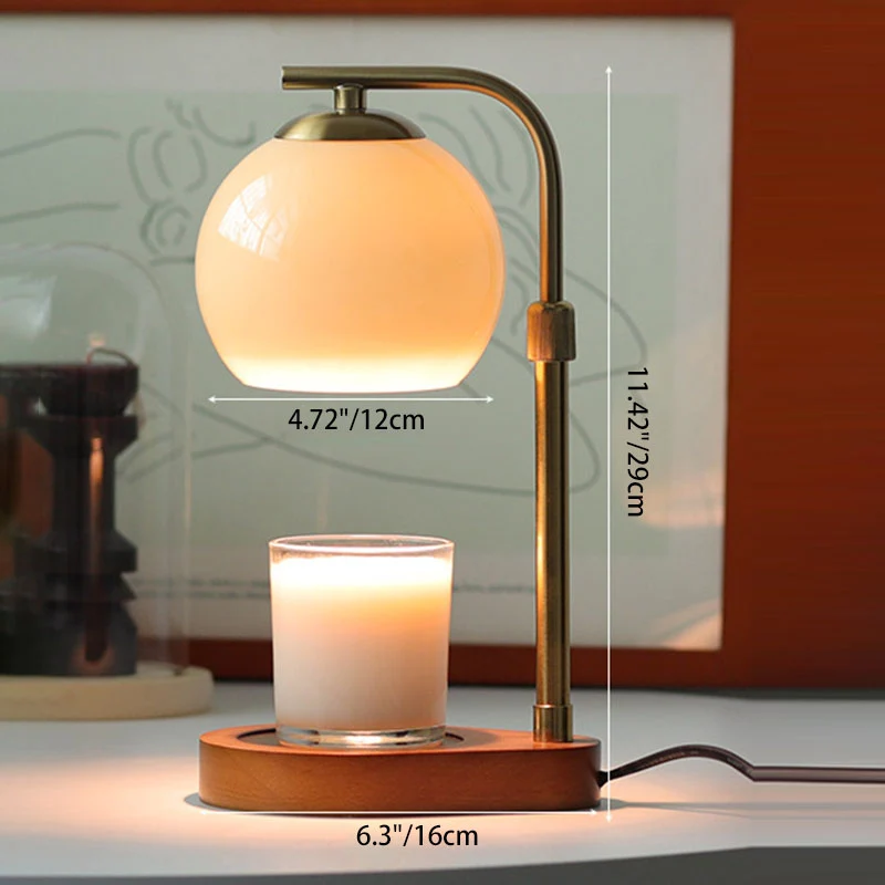 Traditional Vintage Wood Iron Glass Round 1-Light Melting Wax Table Lamp For Bedroom