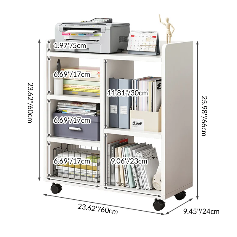 Modern Minimalist Rectangular MDF Plastic Movable Bookshelves 5-Cabinet For Study