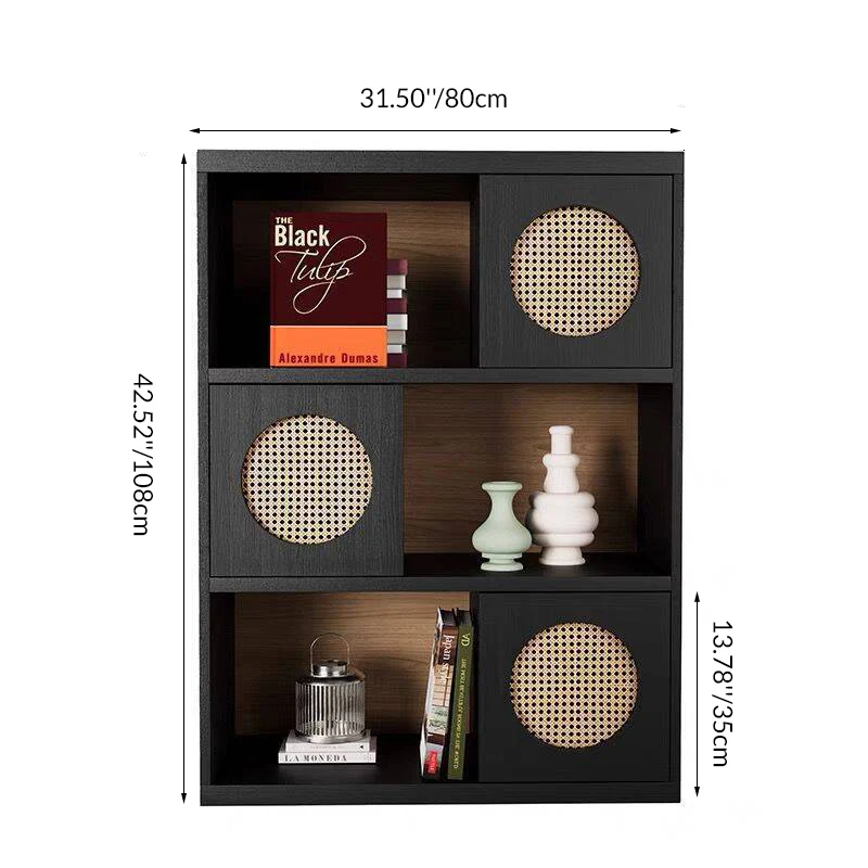 Contemporary Scandinavian Rectangular Plywood Floor-to-Ceiling Storage Cabinet 3-Tier For Study