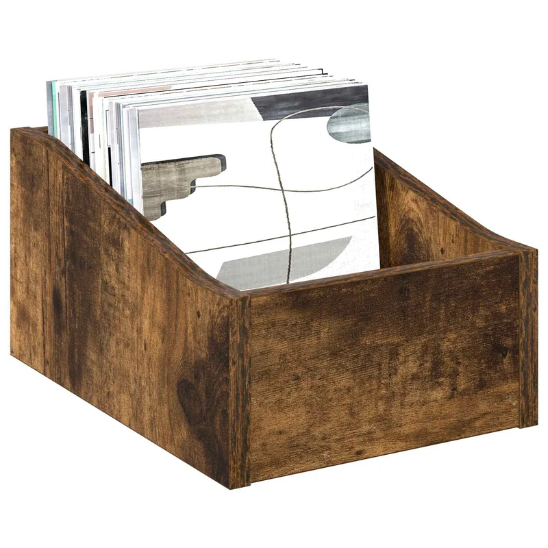 Caixa de Discos LP 2 unid. Carvalho Fumado 23 x 33 x 16 cm