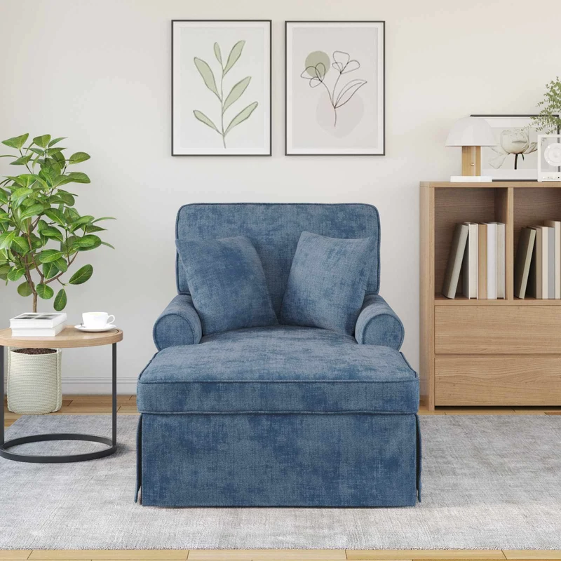 Chaise Lounge com Saia com almofada Azul 157 x 91 x 91 cm ARES