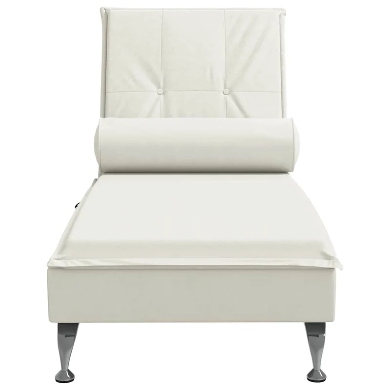 Chaise lounge de massagem com rolo veludo creme