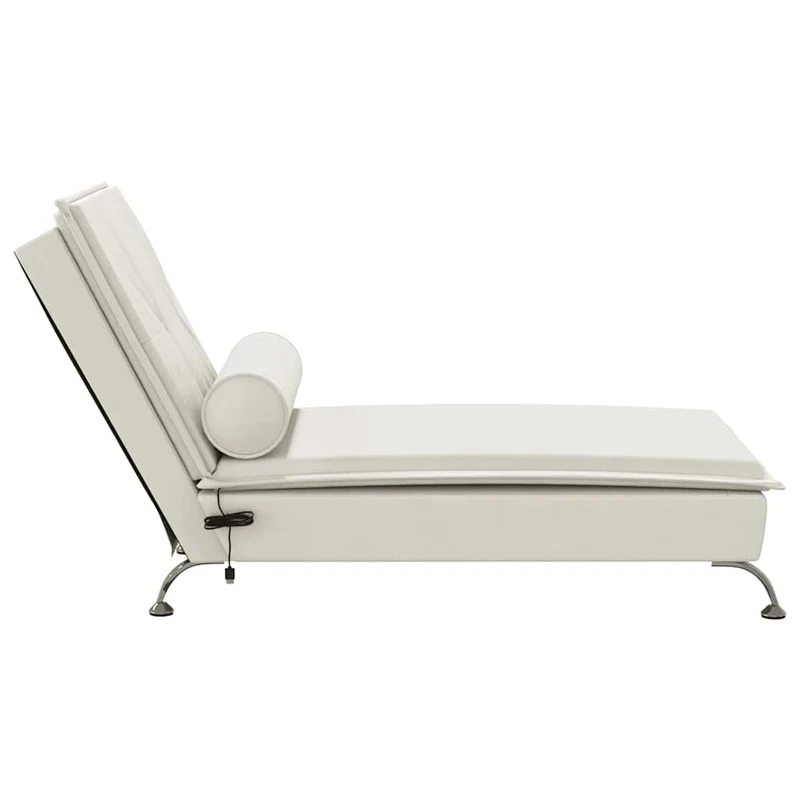Chaise lounge de massagem com rolo veludo creme