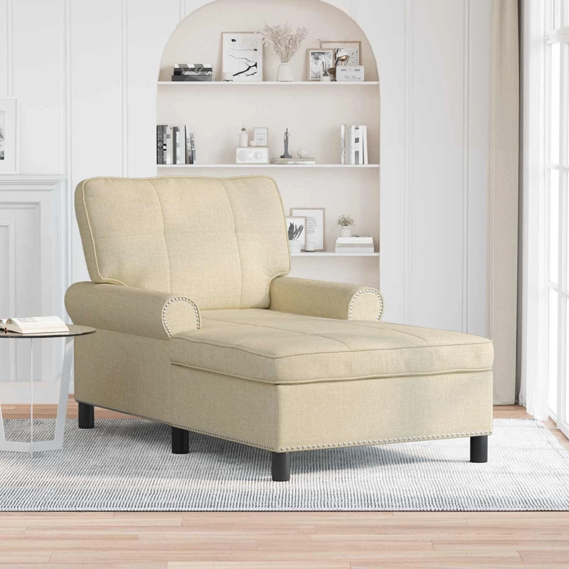 Chaise Lounge Creme tecido 91 x 157 x 91 cm