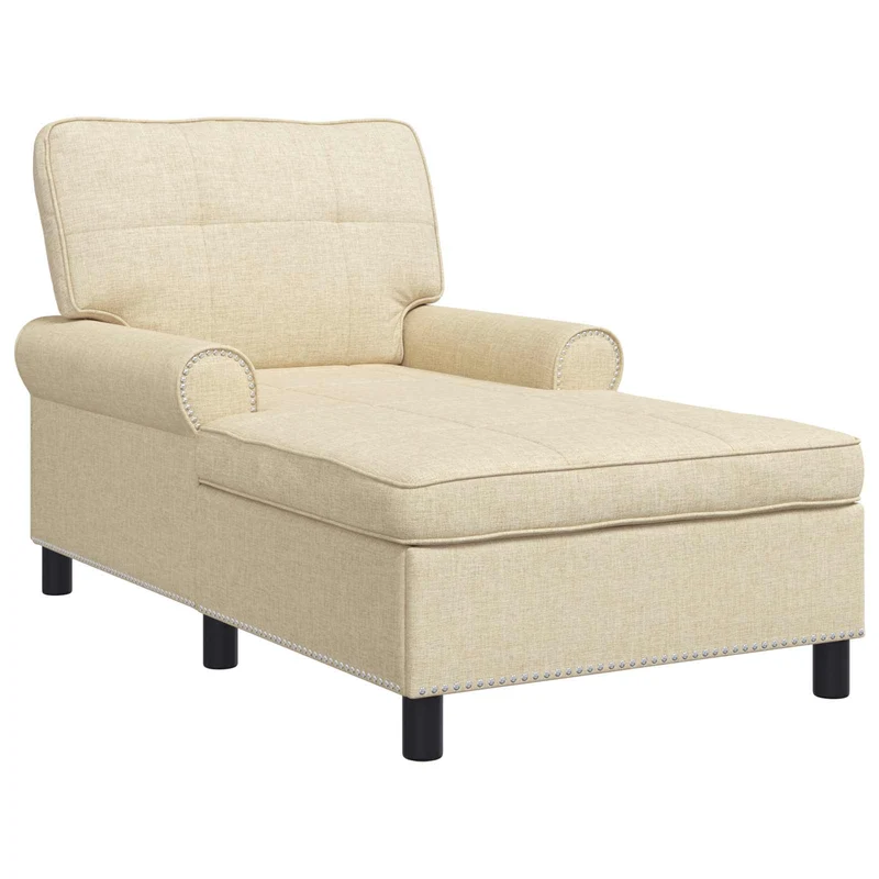 Chaise Lounge Creme tecido 91 x 157 x 91 cm