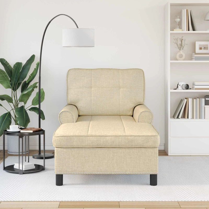 Chaise Lounge Creme tecido 91 x 157 x 91 cm