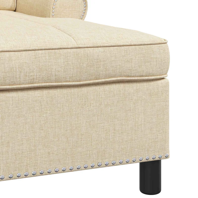 Chaise Lounge Creme tecido 91 x 157 x 91 cm