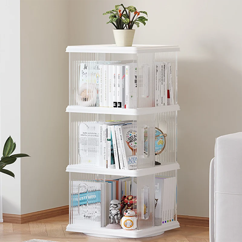 Modern Minimalist Square ABS PET Swivel Storage Cabinet 2/3/4/5-Tier For Living Room