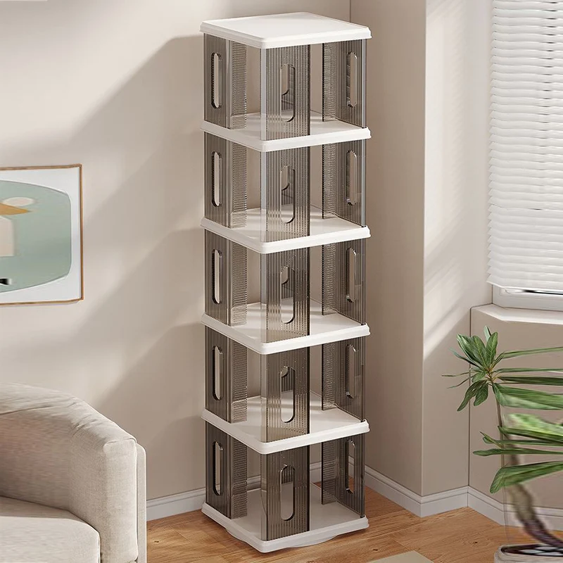 Modern Minimalist Square ABS PET Swivel Storage Cabinet 2/3/4/5-Tier For Living Room