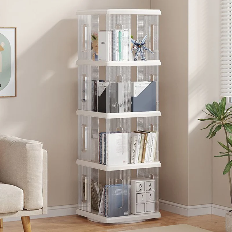 Modern Minimalist Square ABS PET Swivel Storage Cabinet 2/3/4/5-Tier For Living Room
