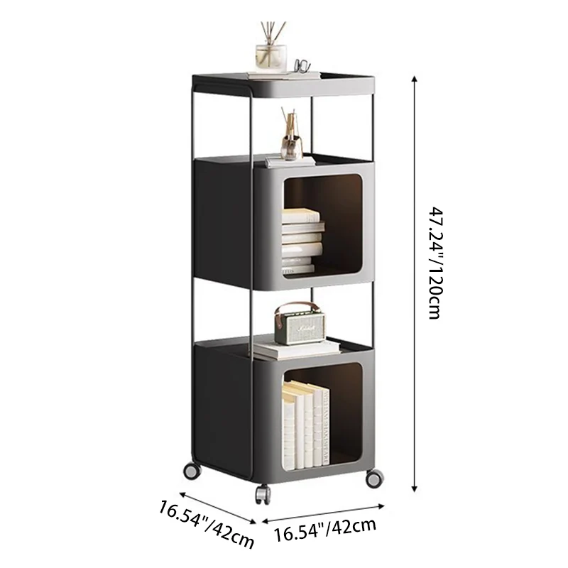 Modern Minimalist Rectangular Iron Storage Shelf 3-Tier For Living Room