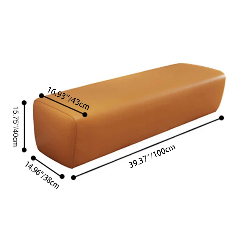 Modern Minimalist Pine Wood Faux Leather Rectangular Bench Backless For Entryway
