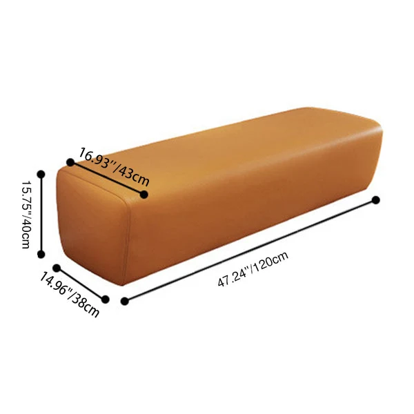 Modern Minimalist Pine Wood Faux Leather Rectangular Bench Backless For Entryway