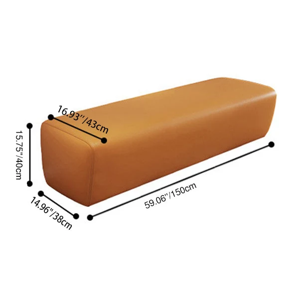 Modern Minimalist Pine Wood Faux Leather Rectangular Bench Backless For Entryway