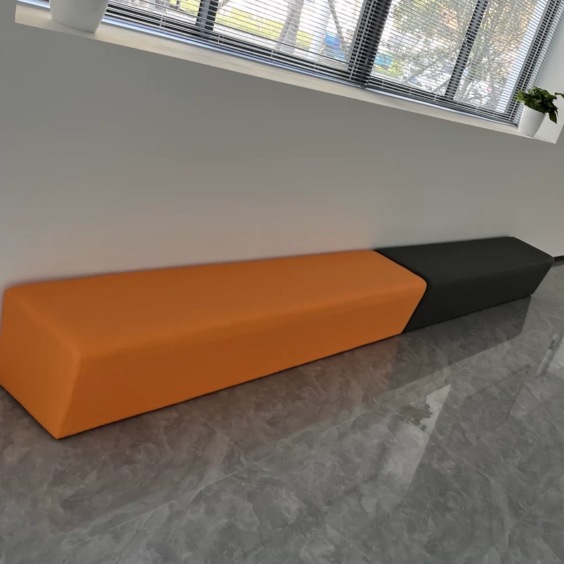 Modern Minimalist Pine Wood Faux Leather Rectangular Bench Backless For Entryway