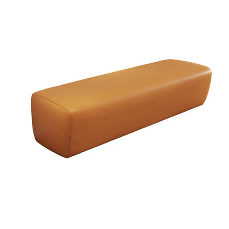 Modern Minimalist Pine Wood Faux Leather Rectangular Bench Backless For Entryway