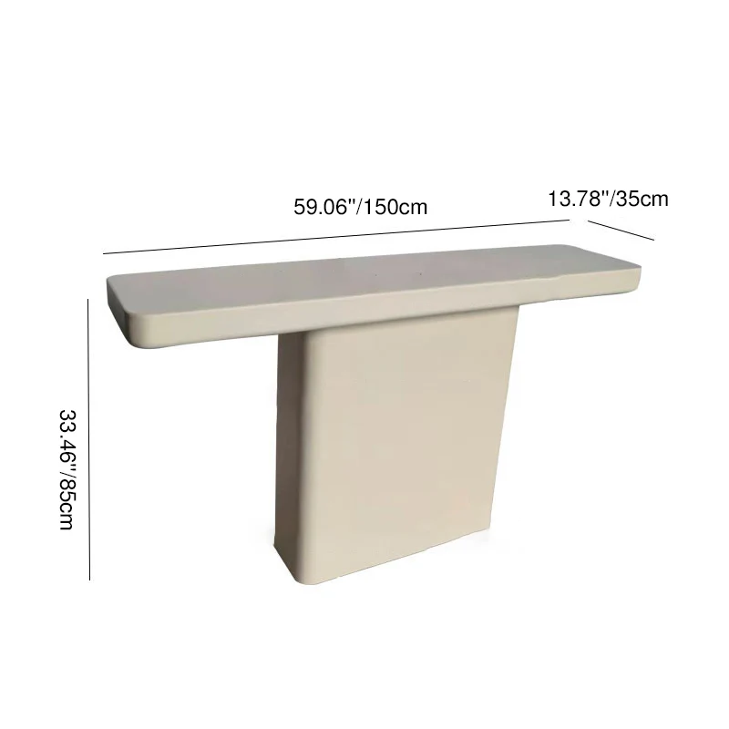 Modern Minimalist Rectangular Concrete Console Table 1-Tier For Entryways