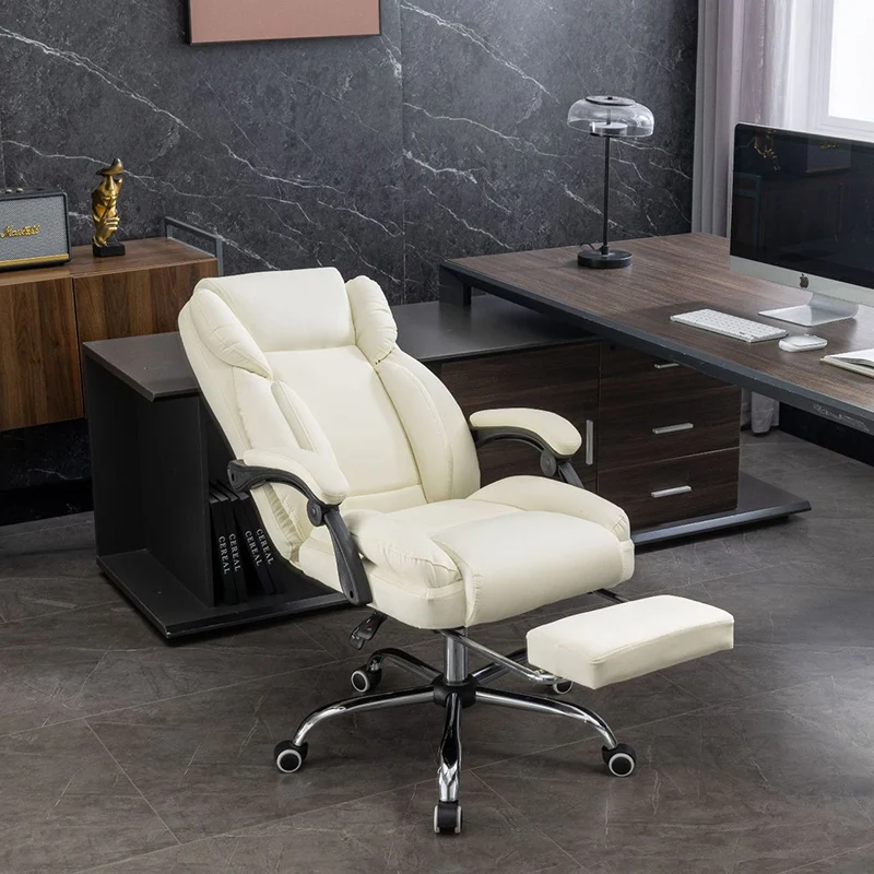 Contemporary Simplicity Faux Leather Steel Cotton Sponge Rectangular Desk Chair Backrest Armrest Footrest For Home Office