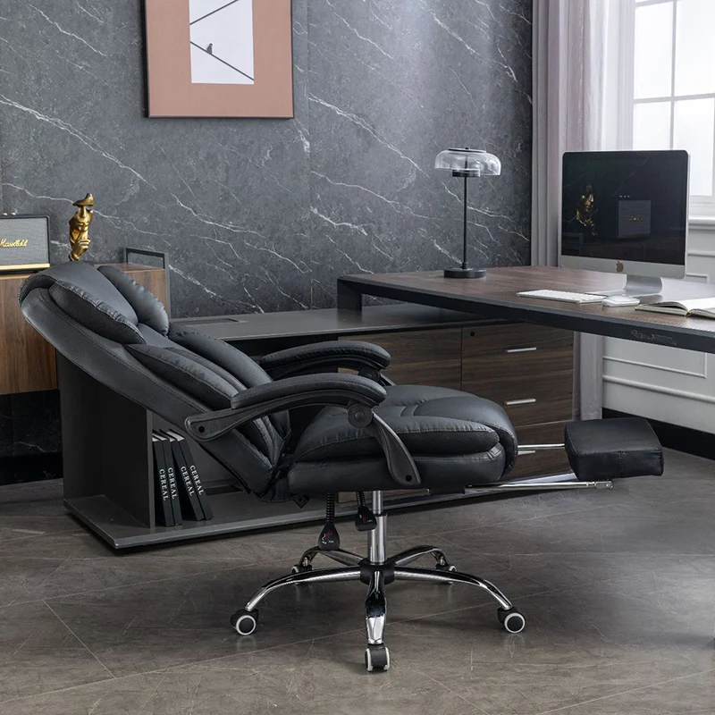 Contemporary Simplicity Faux Leather Steel Cotton Sponge Rectangular Desk Chair Backrest Armrest Footrest For Home Office