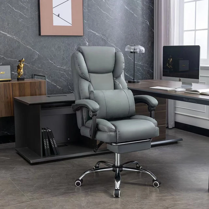 Contemporary Simplicity Faux Leather Steel Cotton Sponge Rectangular Desk Chair Backrest Armrest Footrest For Home Office