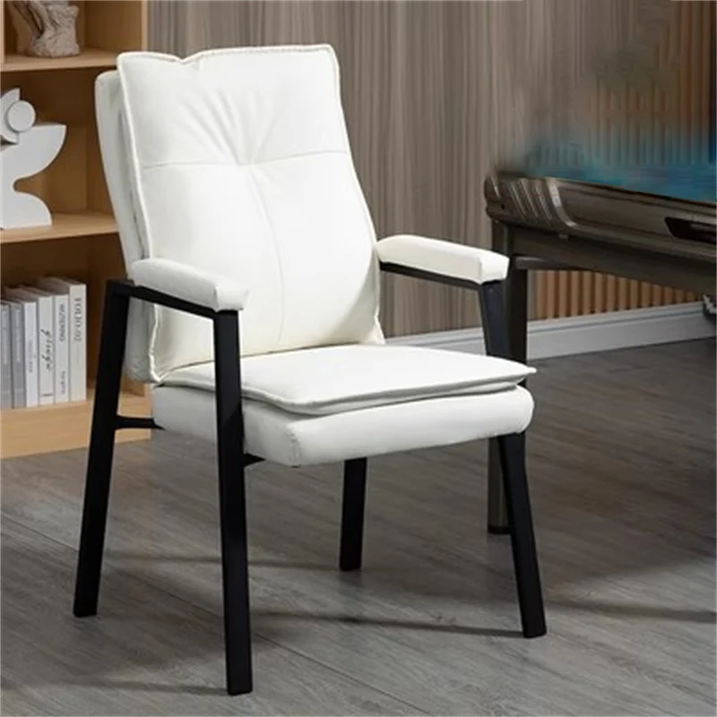 Modern Simplicity Faux Leather Carbon Steel Sponge Cotton Square Desk Chair Backrest Armrest For Study